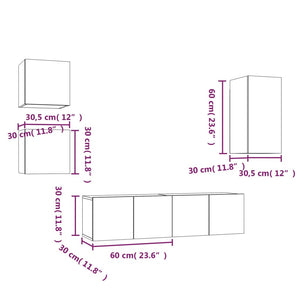 Set di Mobili Porta TV 5 pz Grigio Sonoma in Legno Multistrato cod mxl 26349