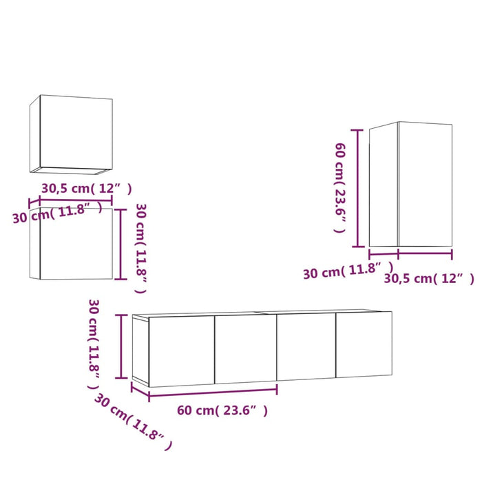 Set di Mobili Porta TV 5 pz Grigio Sonoma in Legno Multistrato cod mxl 26349