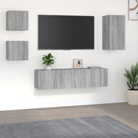 Set di Mobili Porta TV 5 pz Grigio Sonoma in Legno Multistrato cod mxl 26349