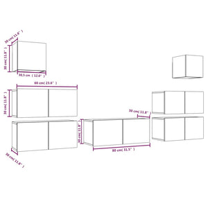 Set di Mobili Porta TV 7 pz Grigio Sonoma in Legno Multistrato cod mxl 26347
