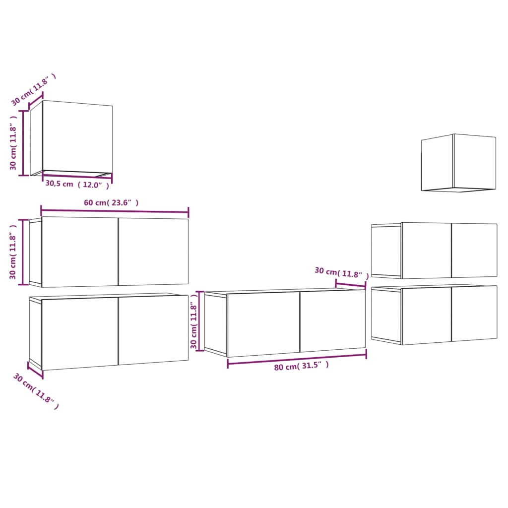 Set di Mobili Porta TV 7 pz Grigio Sonoma in Legno Multistrato 3120288