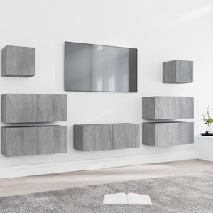 Set di Mobili Porta TV 7 pz Grigio Sonoma in Legno Multistrato cod mxl 26347