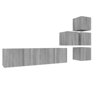 Set di Mobili Porta TV 6 pz Grigio Sonoma in Legno Multistrato cod mxl 26507