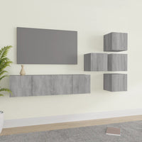 Set di Mobili Porta TV 6 pz Grigio Sonoma in Legno Multistrato 3120300