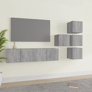 Set di Mobili Porta TV 6 pz Grigio Sonoma in Legno Multistrato cod mxl 26507