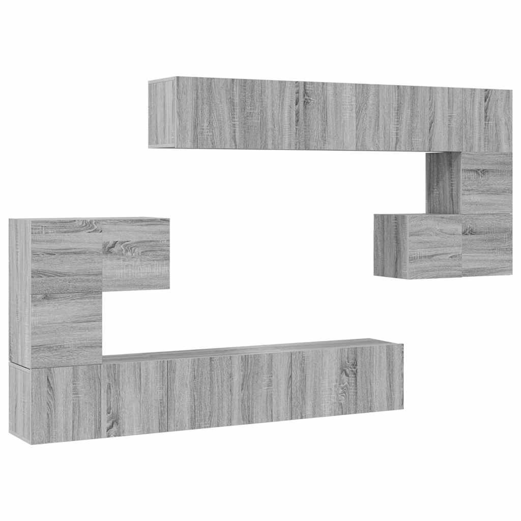 Set Mobili Porta TV 10 pz-Set di 10 Credenza per TV Grigio Sonoma in Legno Multistrato