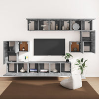 Set Mobili Porta TV 10 pz Grigio Sonoma in Legno Multistrato cod mxl 26370