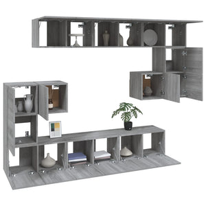 Set Mobili Porta TV 10 pz Grigio Sonoma in Legno Multistrato cod mxl 26370