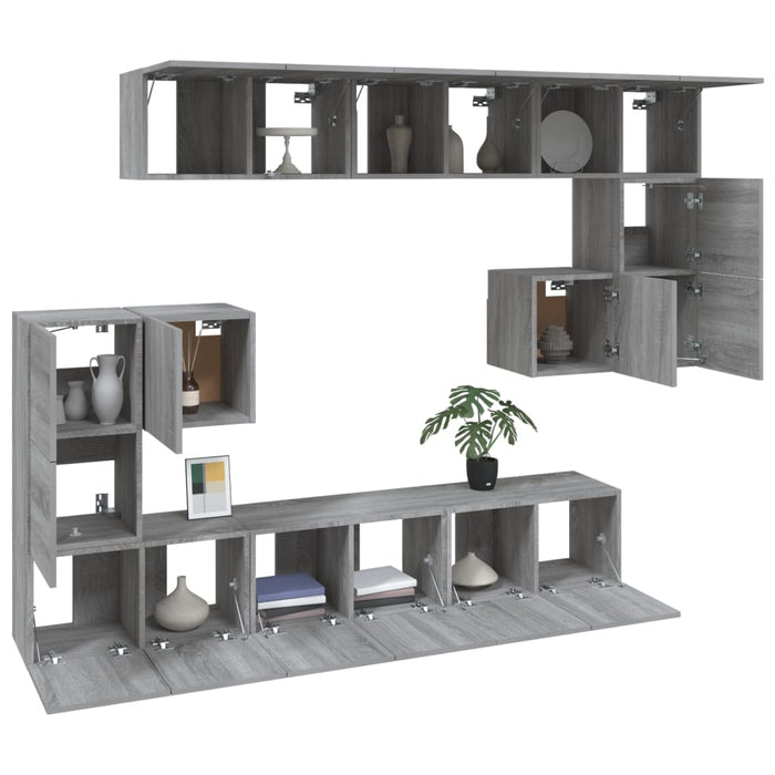 Set Mobili Porta TV 10 pz Grigio Sonoma in Legno Multistrato cod mxl 26370