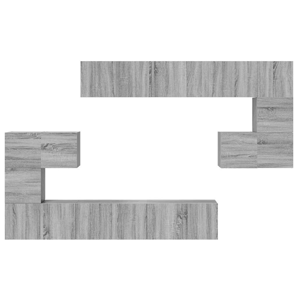 Set Mobili Porta TV 10 pz-Set di 10 Credenza per TV Grigio Sonoma in Legno Multistrato