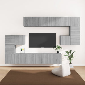 Set Mobili Porta TV 10 pz Grigio Sonoma in Legno Multistrato cod mxl 26370
