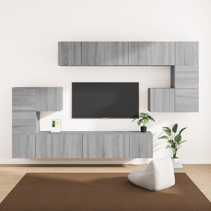 Set Mobili Porta TV 10 pz Grigio Sonoma in Legno Multistrato cod mxl 26370