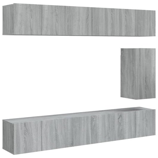 Set di Mobili Porta TV 7 pz-Set di 7 Credenza per TV Grigio Sonoma in Legno Multistrato 620460