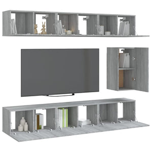 Set di Mobili Porta TV 7 pz Grigio Sonoma in Legno Multistrato 3120312