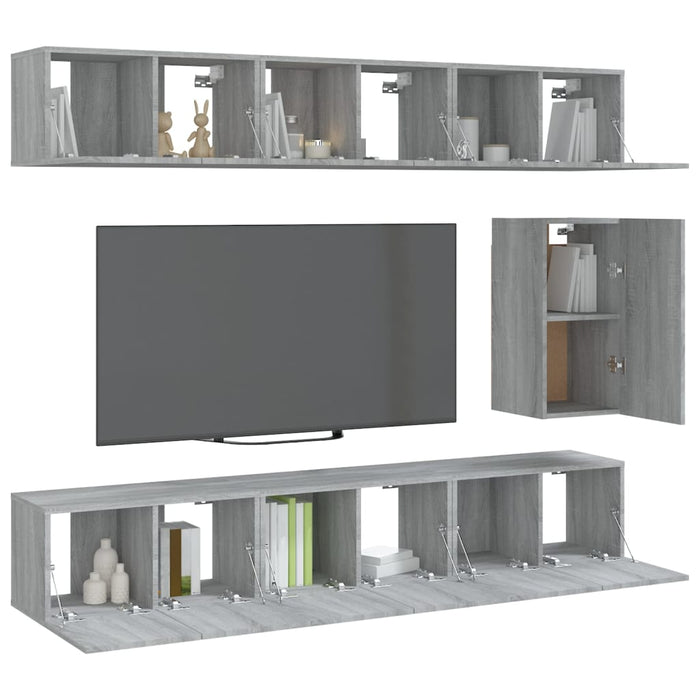 Set di Mobili Porta TV 7 pz Grigio Sonoma in Legno Multistrato 3120312