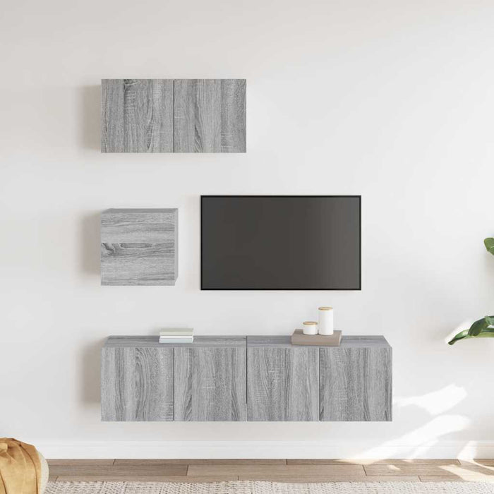 Set di Mobili Porta TV 4 pz Grigio Sonoma in Legno Multistrato 3120318