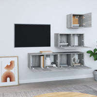 Set di Mobili Porta TV 4 pz Grigio Sonoma in Legno Multistrato cod mxl 26361