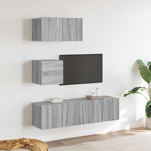 Set di Mobili Porta TV 4 pz Grigio Sonoma in Legno Multistrato 3120318