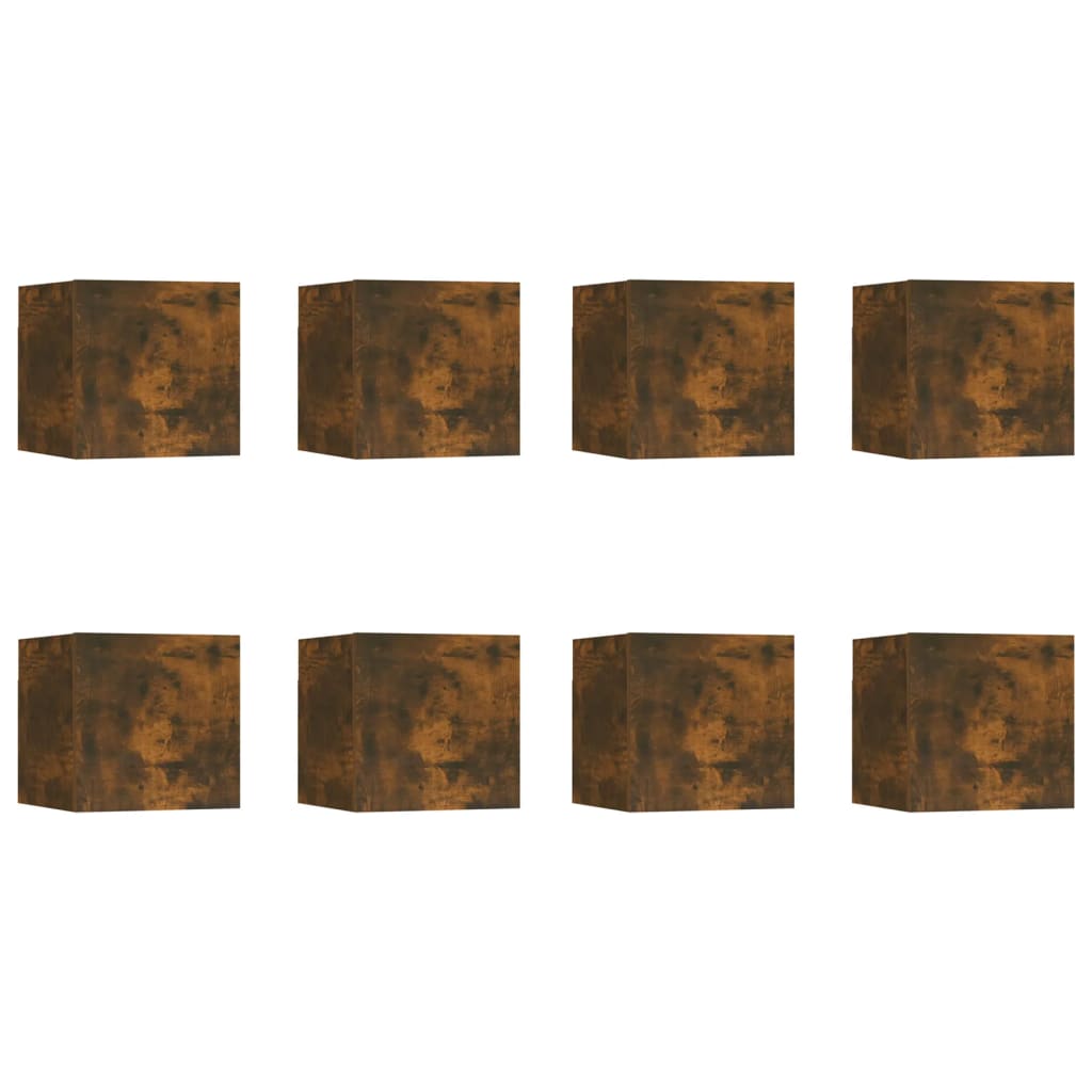 Armadietti TV a Parete 8 pz Rovere Fumo 30,5x30x30 cm