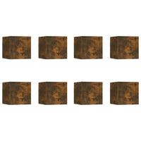 Armadietti TV a Parete 8 pz Rovere Fumo 30,5x30x30 cm