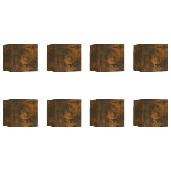 Armadietti TV a Parete 8 pz Rovere Fumo 30,5x30x30 cm