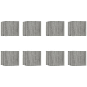 Armadietti TV a Parete 8 pz Grigio Sonoma 30,5x30x30 cm 3120324