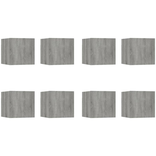 Armadietti TV a Parete 8 pz Grigio Sonoma 30,5x30x30 cm 3120324
