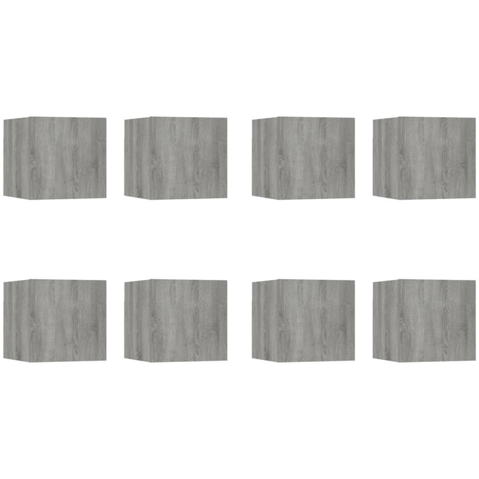 Armadietti TV a Parete 8 pz Grigio Sonoma 30,5x30x30 cm 3120324