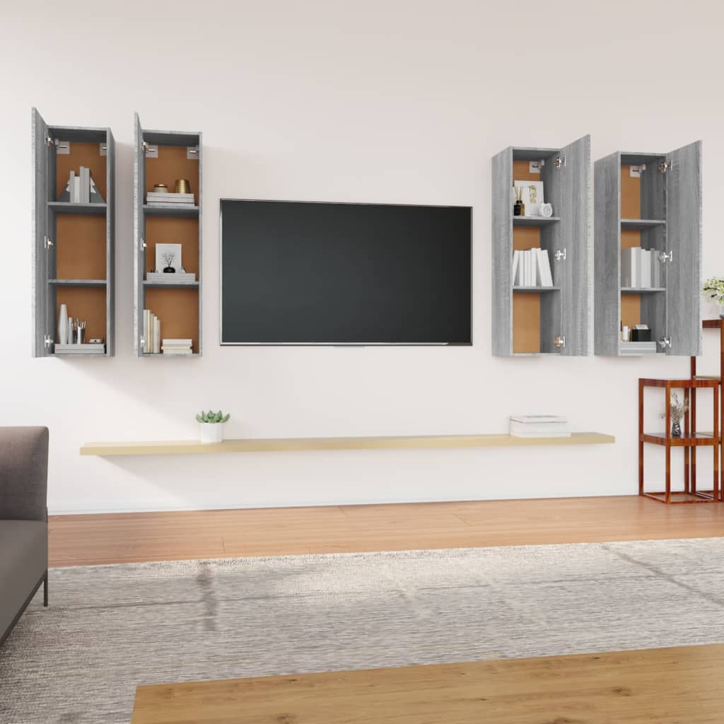 Mobili TV 4 pz Grigio Sonoma 30,5x30x110cm in Legno Multistrato 3120333