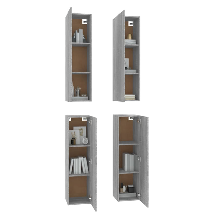 Mobili TV 4 pz Grigio Sonoma 30,5x30x110cm in Legno Multistrato 3120333