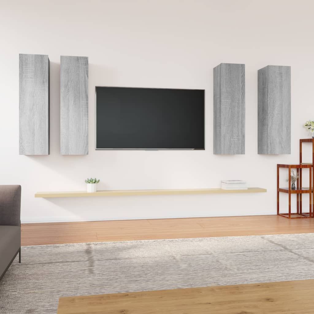 Mobili TV 4 pz Grigio Sonoma 30,5x30x110cm in Legno Multistrato 3120333