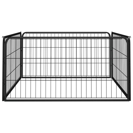 Box Cani a 4 Pannelli Nero 100x50cm Acciaio Verniciato Polvere 171794