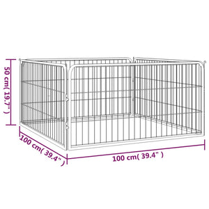 Box Cani a 4 Pannelli Nero 100x50cm Acciaio Verniciato Polvere cod mxl 54266