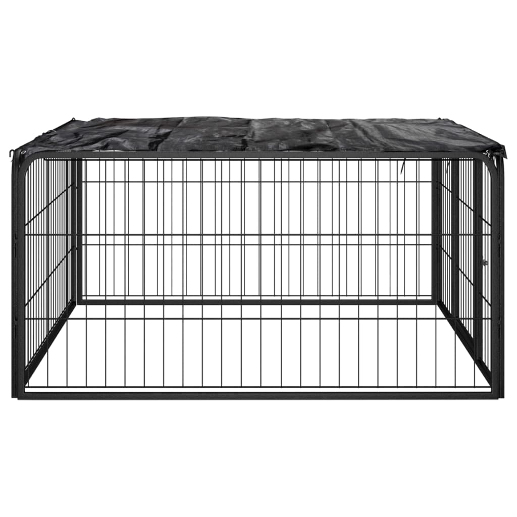 Box Cani a 4 Pannelli Nero 100x50cm Acciaio Verniciato Polvere 171795