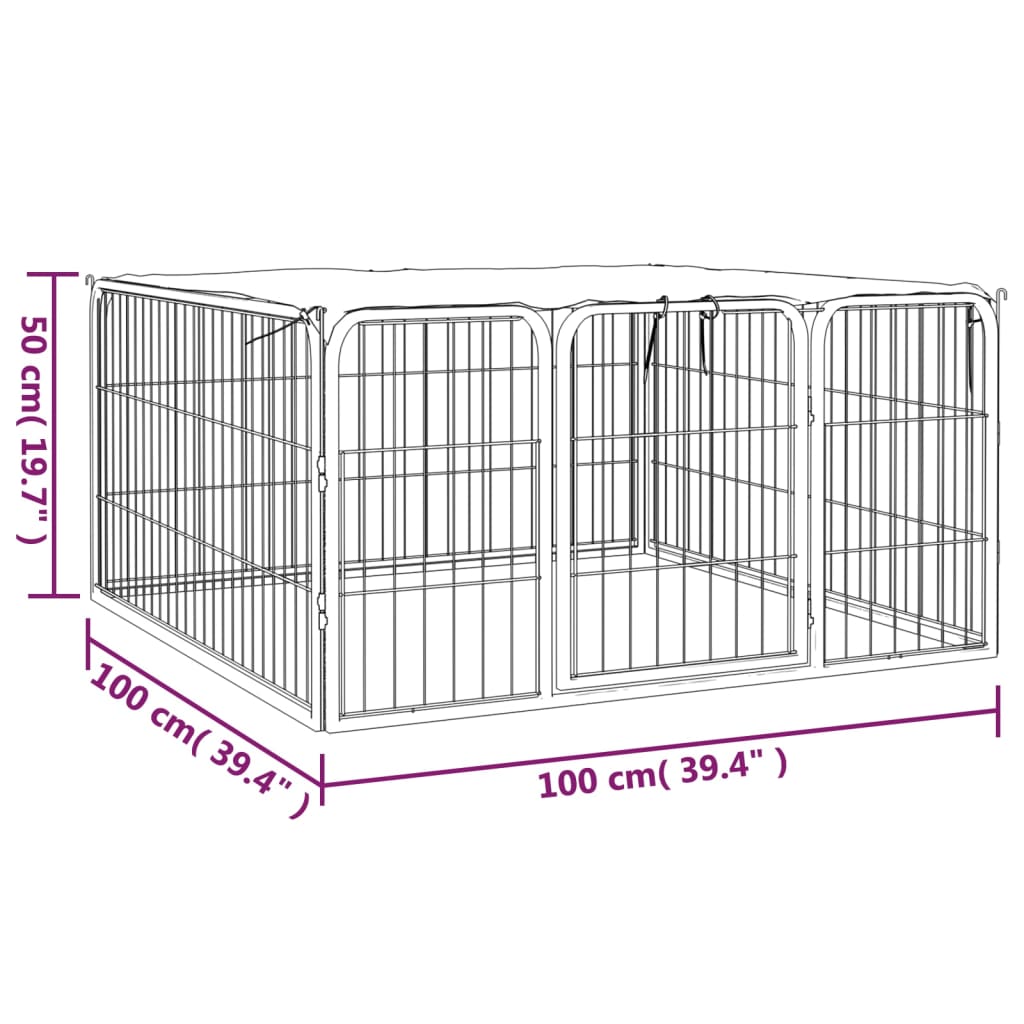 Box per cani 4 pannelli 100 x 50 cm acciaio verniciato a polvere nero 02_0043636