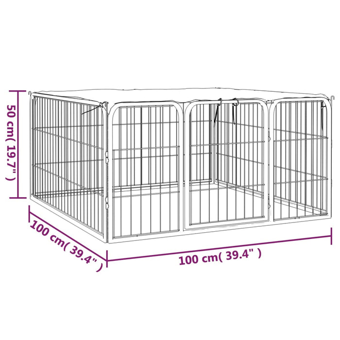 Box per cani 4 pannelli 100 x 50 cm acciaio verniciato a polvere nero 02_0043636