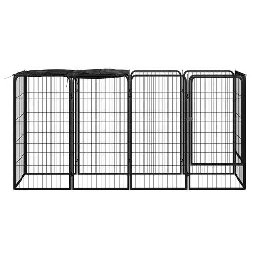Box Cani 10 Pannelli Nero 50x100 cm Acciaio Verniciato Polvere 3115948