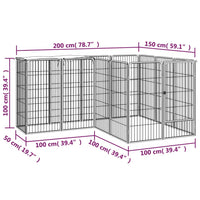 Box per cani 14 pannelli 50 x 100 cm acciaio verniciato a polvere nera 02_0043607