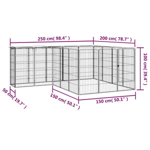 Box Cani 18 Pannelli Nero 50x100 cm Acciaio Verniciato Polvere cod mxl 44442