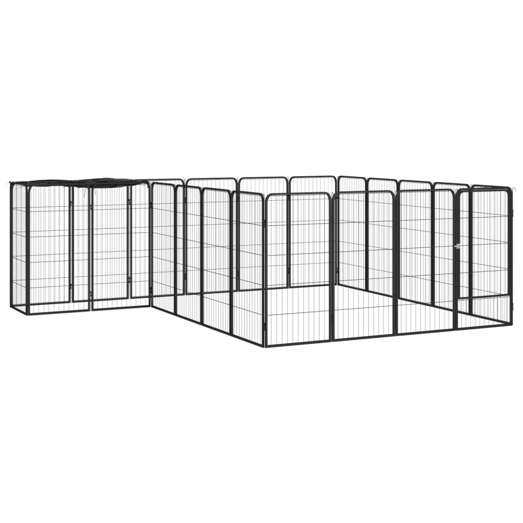 Box per cani 22 pannelli 50 x 100 cm acciaio verniciato a polvere nera 02_0043619