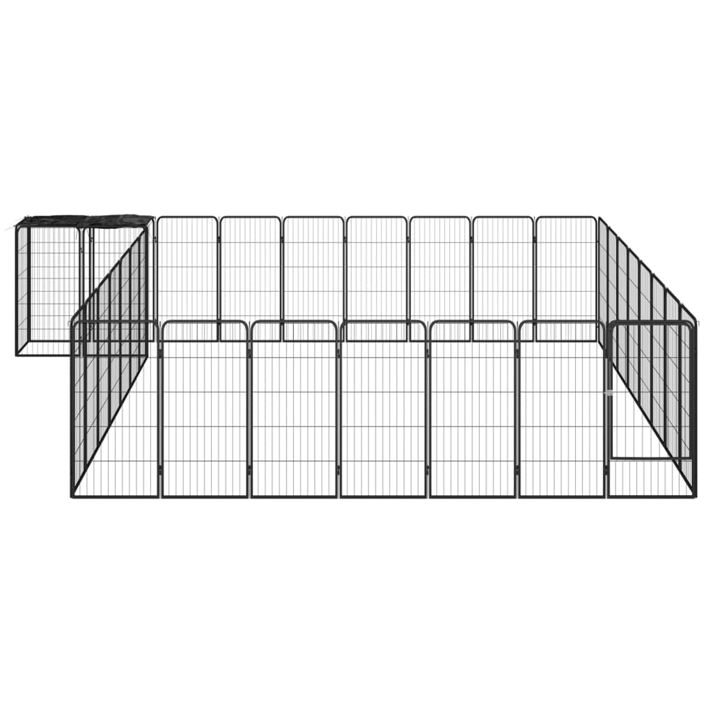 Box Cani 34 Pannelli Nero 50x100 cm Acciaio Verniciato Polvere 3115954