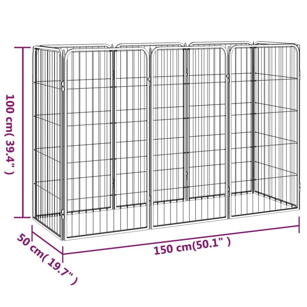 Box per cani 8 pannelli 50 x 100 cm acciaio verniciato a polvere nero 02_0043650