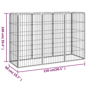 Box per cani 8 pannelli 50 x 100 cm acciaio verniciato a polvere nero 02_0043650