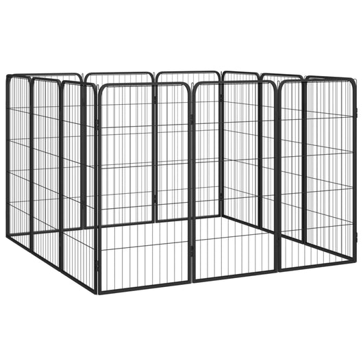 Box Cani 12 Pannelli Nero 50x100 cm Acciaio Verniciato Polvere 3115959