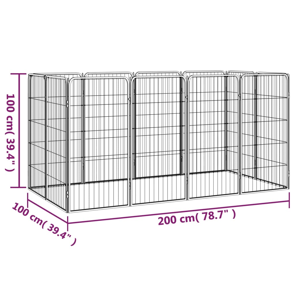 Box per cani 12 pannelli 50 x 100 cm acciaio verniciato a polvere nera 02_0043604