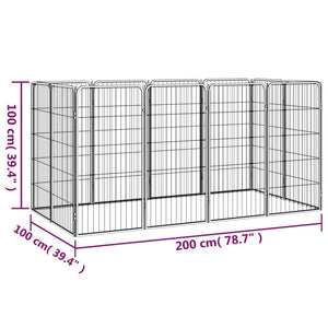 Box per cani 12 pannelli 50 x 100 cm acciaio verniciato a polvere nera 02_0043604