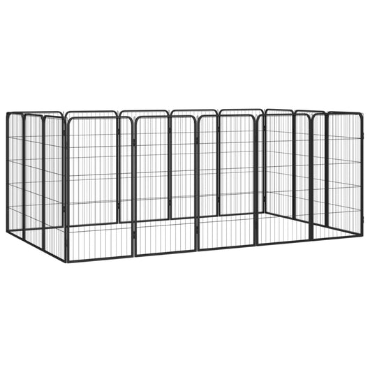 Box per cani 16 pannelli 50 x 100 cm acciaio verniciato a polvere nera 02_0043612