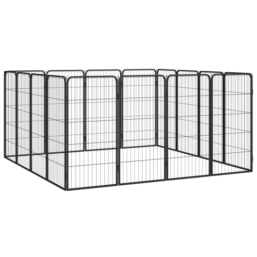 Box Cani 16 Pannelli Nero 50x100 cm Acciaio Verniciato Polvere 3115960