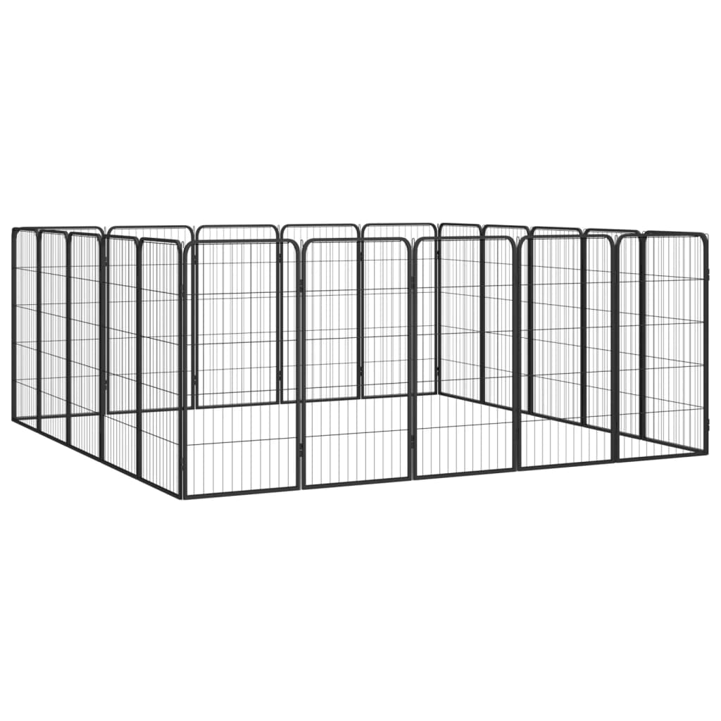 Box Cani 20 Pannelli Nero 50x100 cm Acciaio Verniciato Polvere 3115961