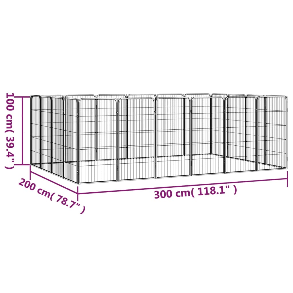 Box per cani 20 pannelli 50 x 100 cm acciaio verniciato a polvere nera 02_0043618